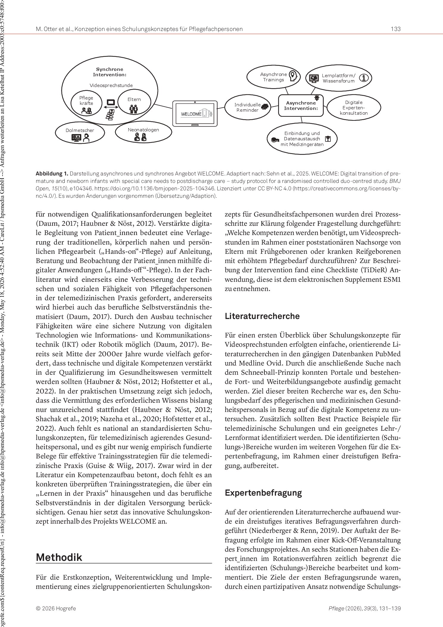 Vorschauseite 3: Konzeption und Implementation eines Schulungskonzeptes für Pflegefachpersonen für die Durchführung von Videosprechstunden: Ein Originalbeitrag