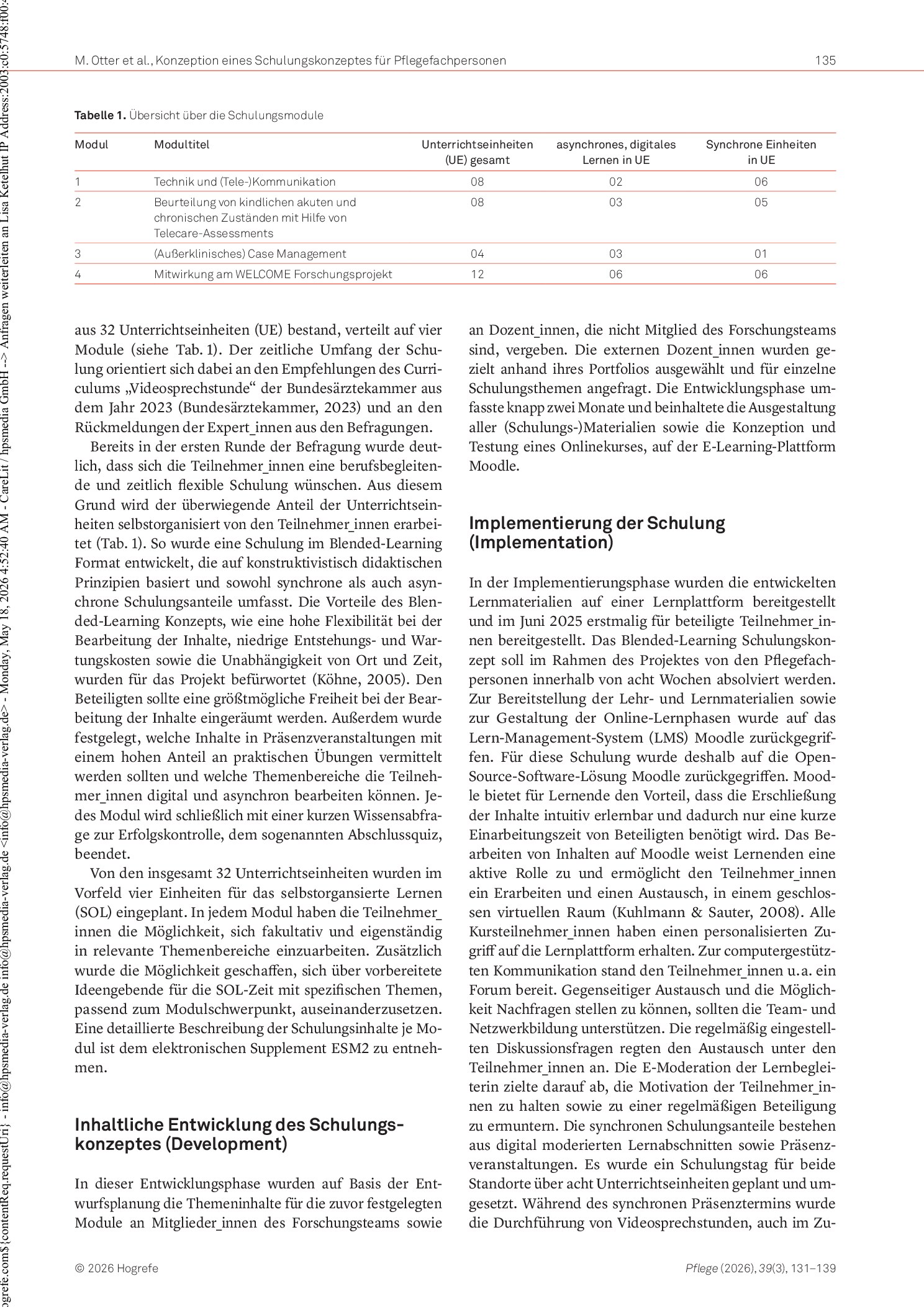 Vorschauseite 5: Konzeption und Implementation eines Schulungskonzeptes für Pflegefachpersonen für die Durchführung von Videosprechstunden: Ein Originalbeitrag