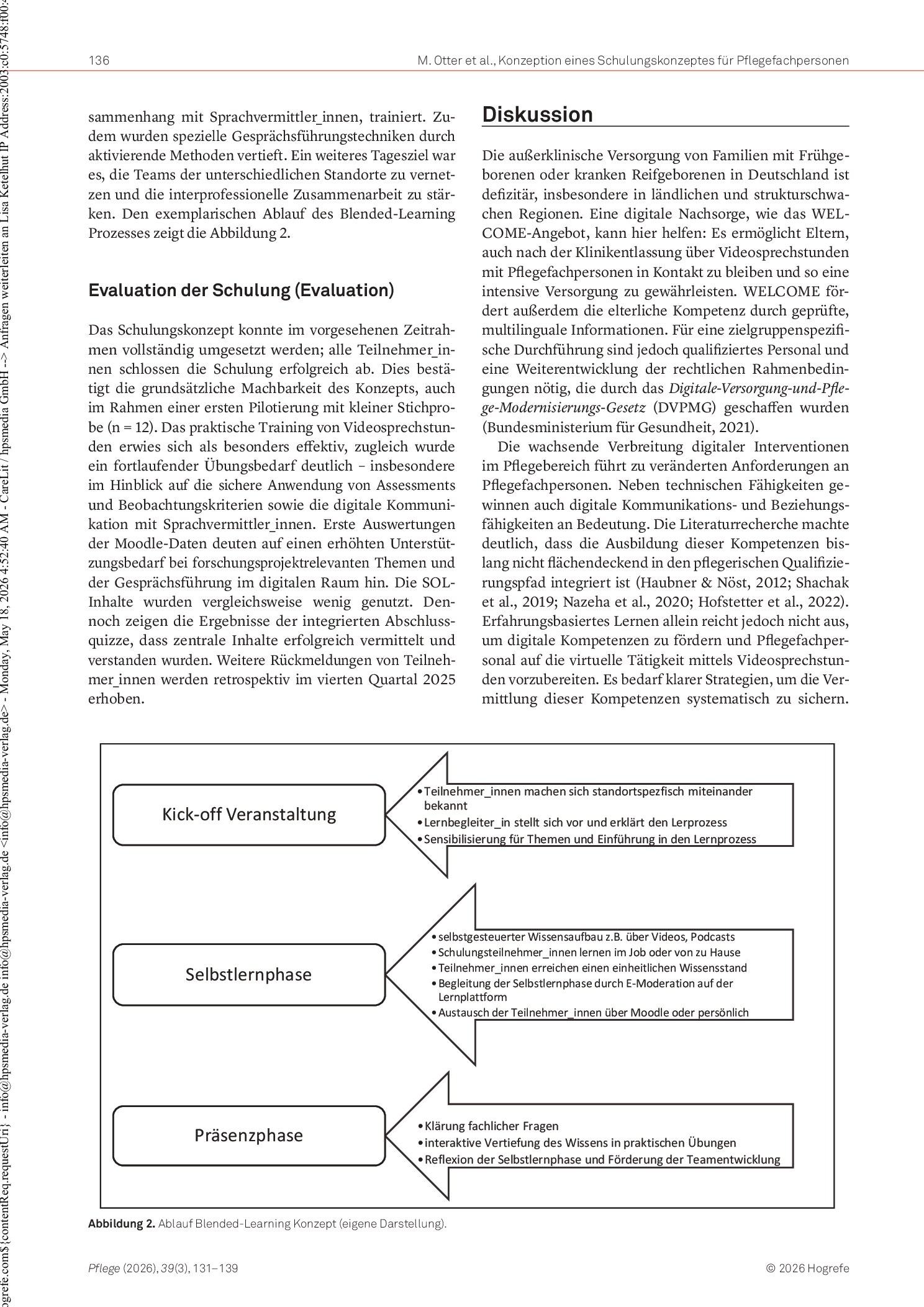 Vorschauseite 6: Konzeption und Implementation eines Schulungskonzeptes für Pflegefachpersonen für die Durchführung von Videosprechstunden: Ein Originalbeitrag