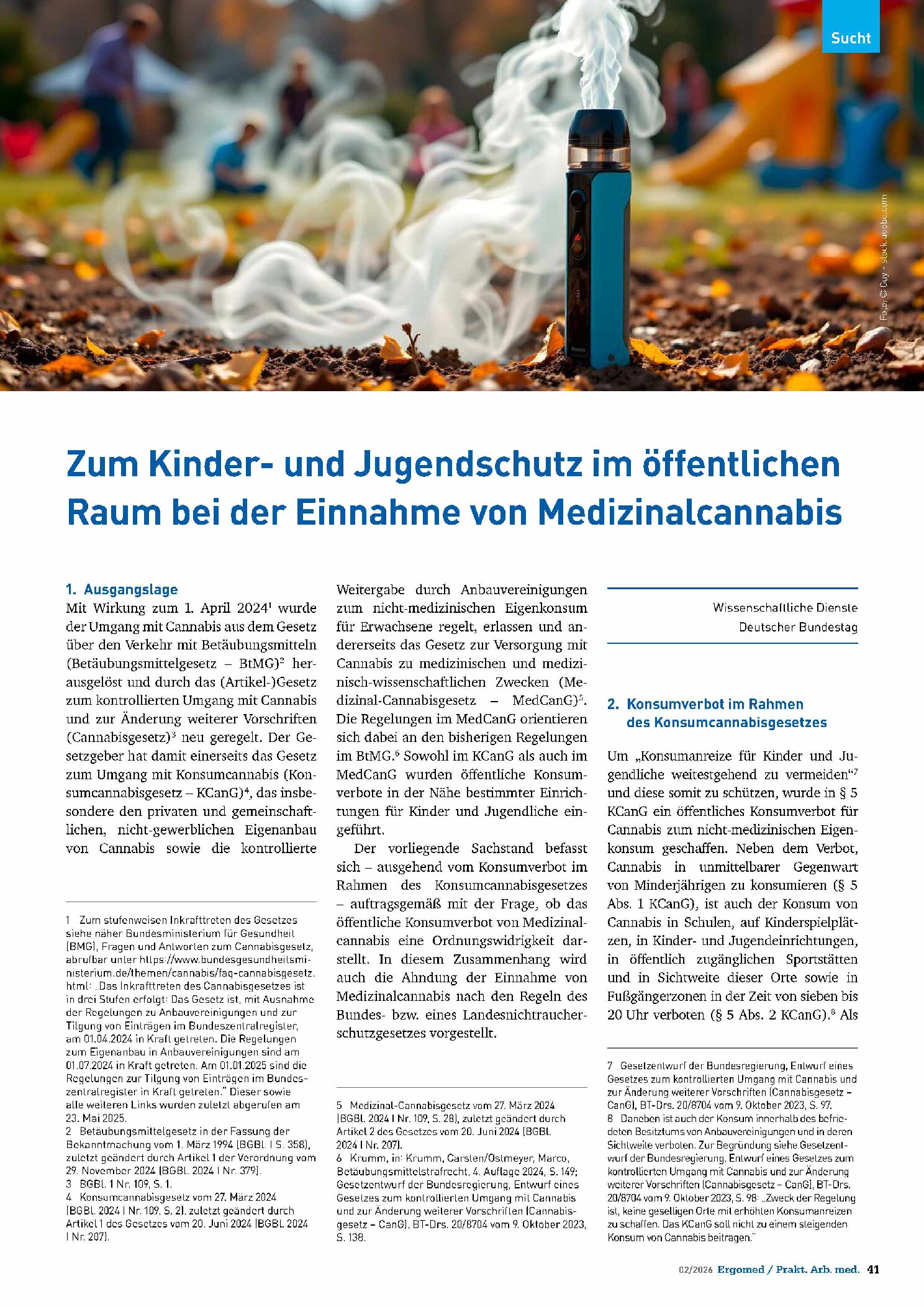 Vorschauseite 1: Zum Kinder- und Jugendschutz im öffentlichen Raum bei der Einnahme von Medizinalcannabis