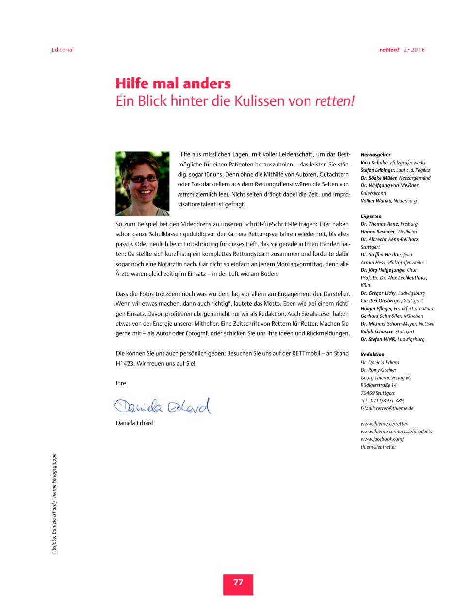 Vorschauseite 1: Hilfe mal anders ? Ein Blick hinter die Kulissen von retten!