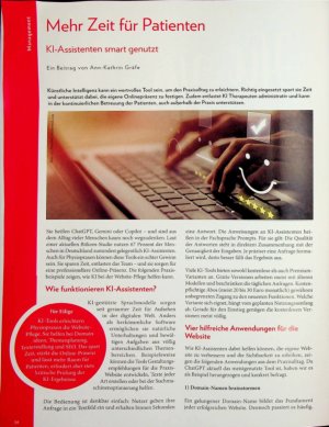 Vorschauseite 1: Mehr Zeit für Patienten ro Kl-Assistenten smart genutzt