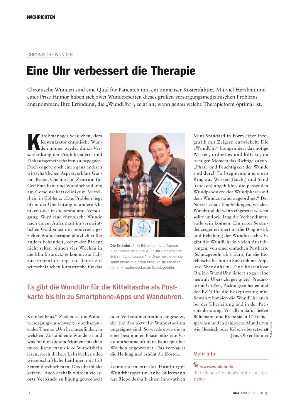 Vorschauseite 1: Eine Uhr verbessert die Therapie
