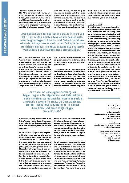 Vorschauseite 3: Gelingensbedingungen zur Mitarbeitergewinnung und -bindung: Erfahrungen aus zwei Projekten der Gesundheitswirtschaft