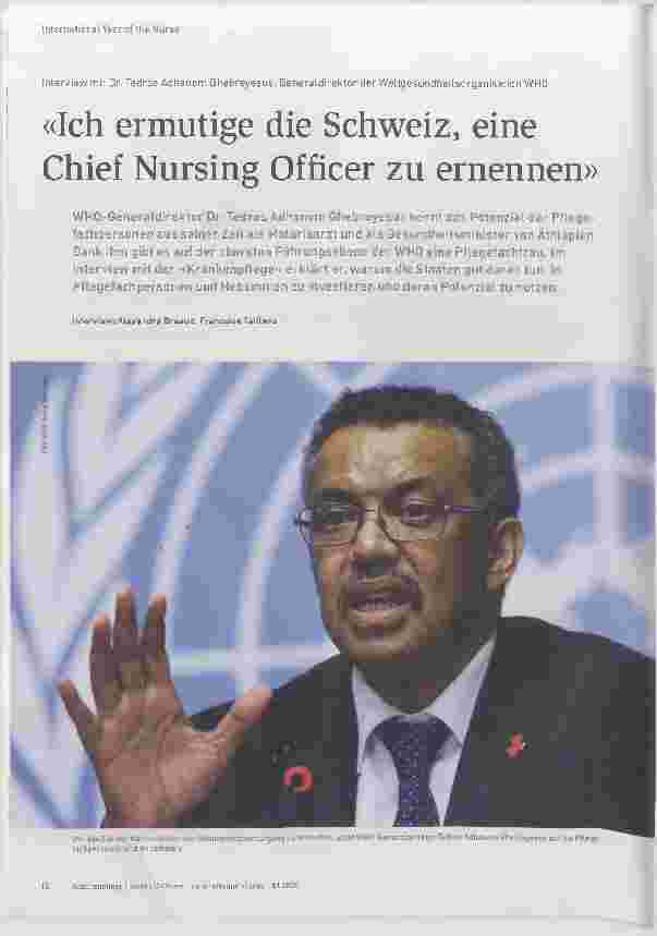 Vorschauseite 1: «Ich ermutige die Schweiz, eine Chief Nursing Officer zu ernennen.»