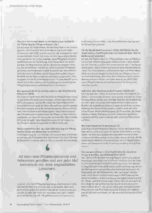 Vorschauseite 3: «Ich ermutige die Schweiz, eine Chief Nursing Officer zu ernennen.»