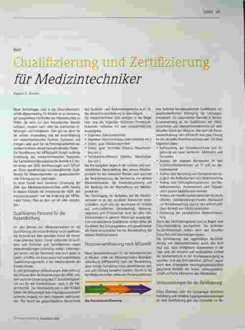 Vorschauseite 1: Qualifizierung und Zertifizierung für Medizintechniker