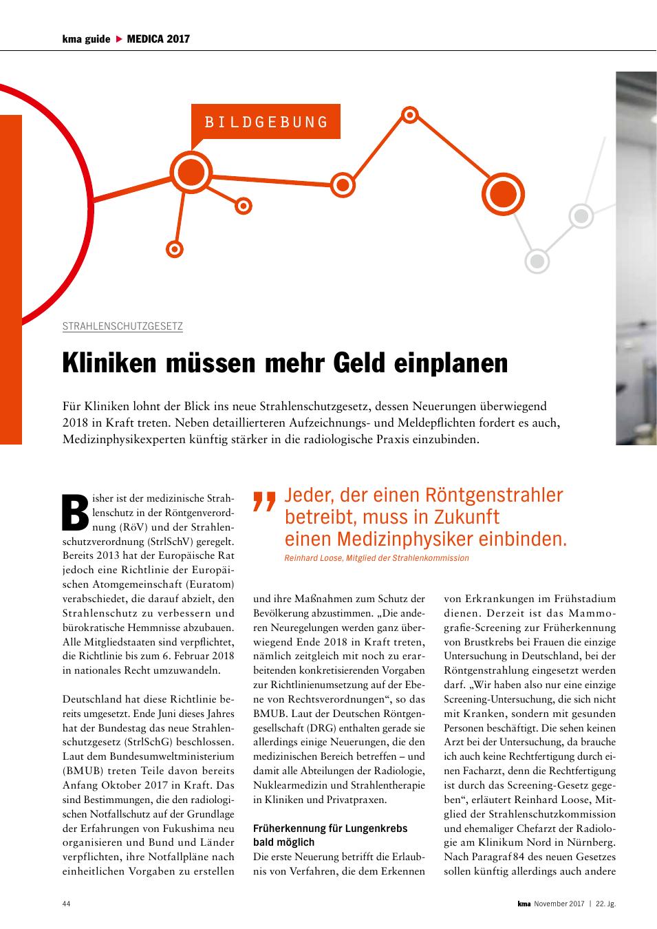 Vorschauseite 1: Strahlenschutzgesetz: Kliniken müssen mehr Geld einplanen