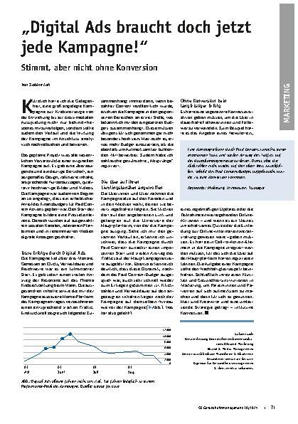 Vorschauseite 1: „Digital Ads braucht doch jetzt jede Kampagne!“ Stimmt, aber nicht ohne Konversion.