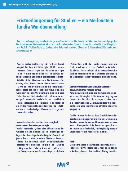 Vorschauseite 1: Fristverlängerung für Studien – ein Meilenstein für die Wundbehandlung