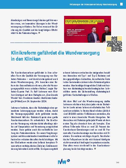 Vorschauseite 2: Fristverlängerung für Studien – ein Meilenstein für die Wundbehandlung