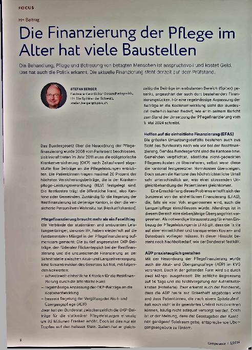 Vorschauseite 1: Die Finanzierung der Pflege im Alter hat viele Baustellen.