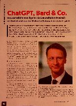 Vorschauseite 1: ChatGPT, Bard & Co. Wie künstliche Intelligenz die Gesundheitswirtschaft verändert und welche Rolle der Datenschutz dabei spielt.