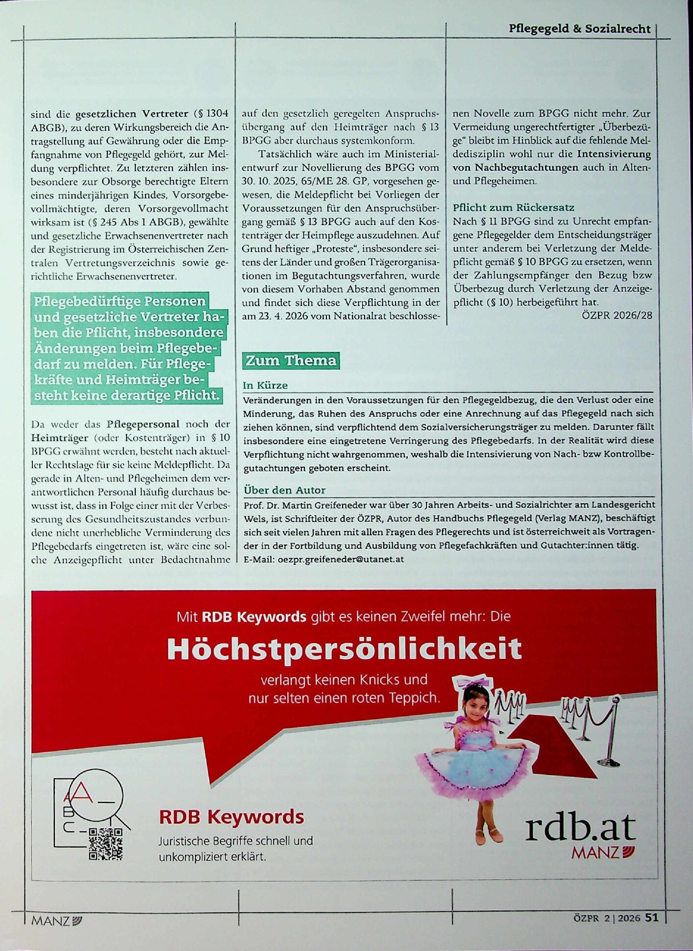 Vorschauseite 3: Pflegegeld & Sozialrecht: Vergessene Meldepflichten