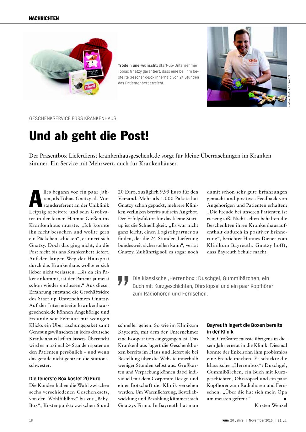 Vorschauseite 1: Geschenkservice fürs Krankenhaus: Und ab geht die Post!
