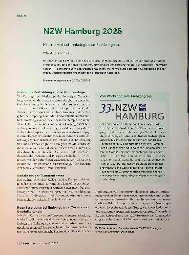 Vorschauseite 1: NZW Hamburg 2025 Pharmazeutisch-onkologischer Fachkongress