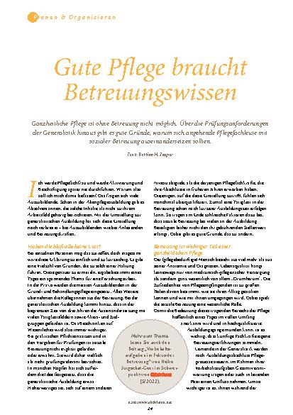 Vorschauseite 1: Gute Pflege braucht Betreuungswissen