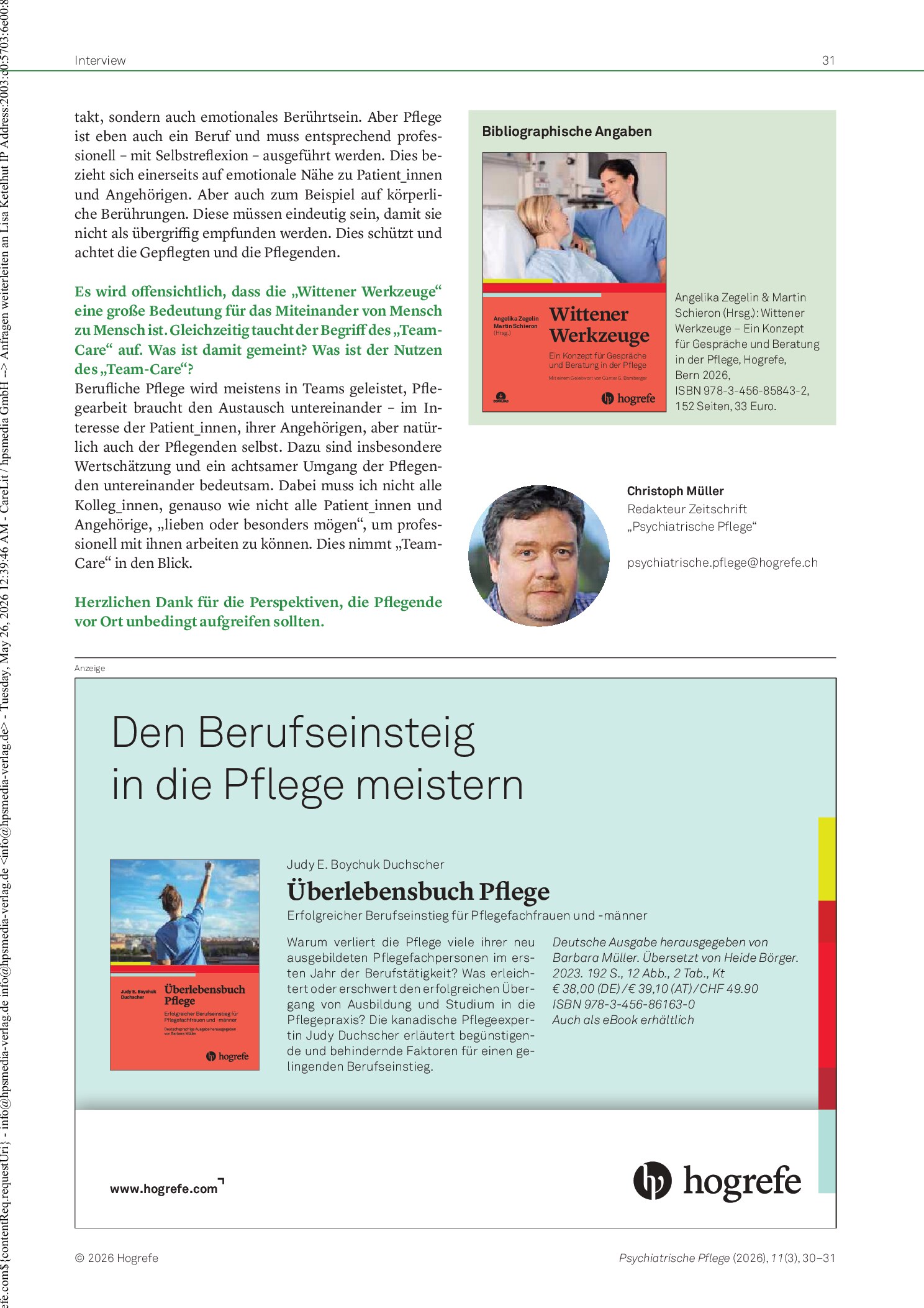 Vorschauseite 2: Aus der Pflege, für die Pflege