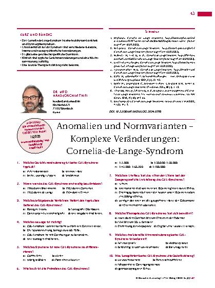 Vorschauseite 4: Anomalien und Normvarianten – Komplexe Veränderungen: Cornelia-de-Lange-Syndrom