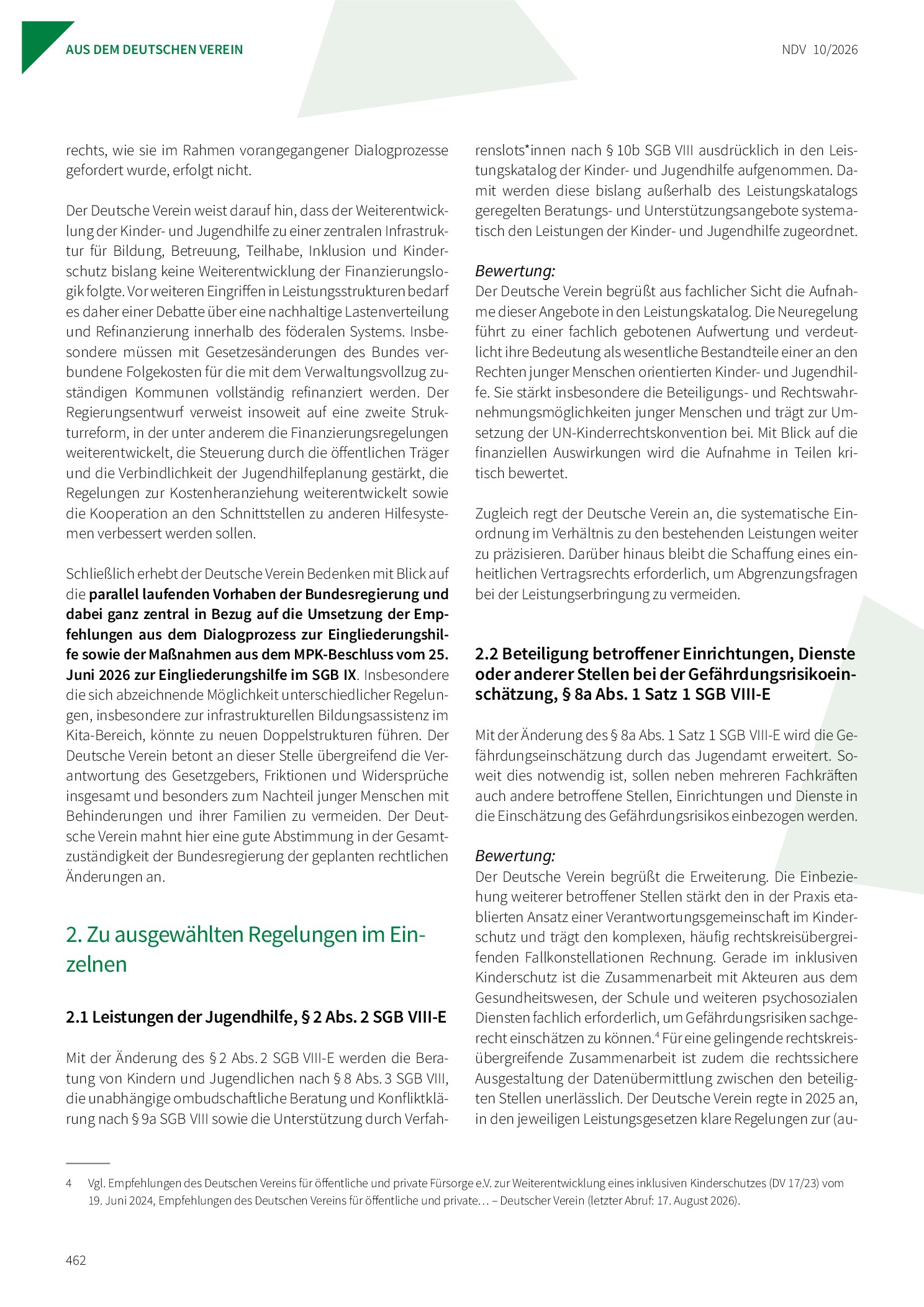 Vorschauseite 3: Stellungnahme des Deutschen Vereins zum Entwurf eines Ersten Gesetzes zur Strukturreform der Kinder- und Jugendhilfe (Erstes Kinder- und Jugendhilfestrukturreformgesetz – 1. KJHSR…