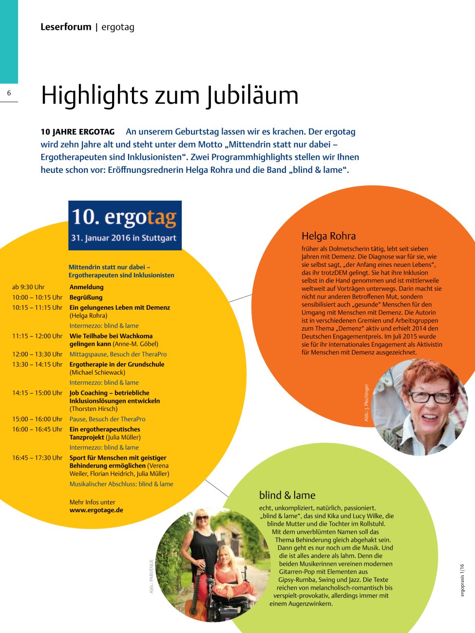 Vorschauseite 1: Highlights zum Jubiläum ? 10 Jahre Ergotag