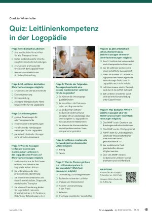 Vorschauseite 1: Quiz: Leitlinienkompetenz in der Logopädie