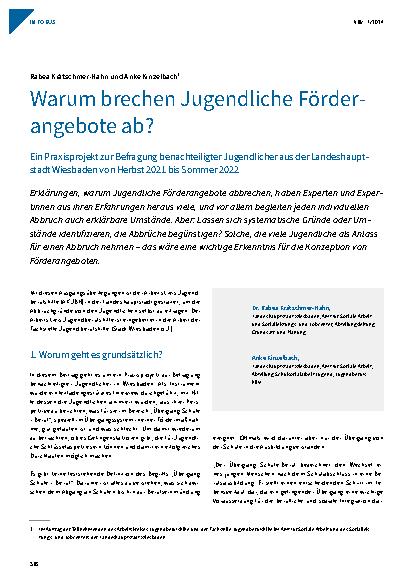 Vorschauseite 1: Warum brechen Jugendliche Förderangebote ab?