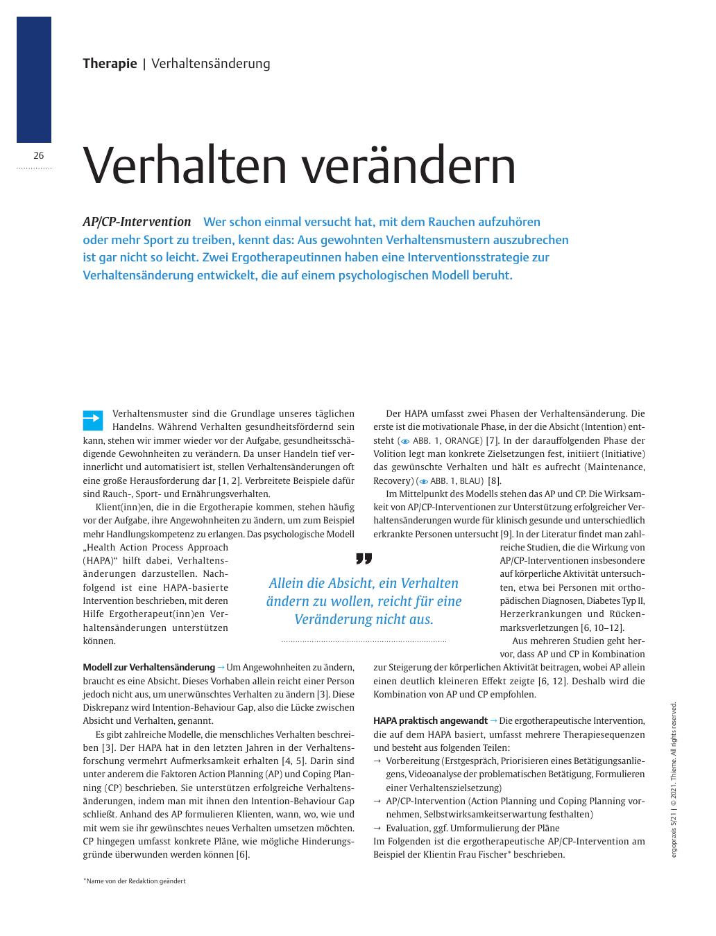 Vorschauseite 1: Verhalten verändern? AP/CP-Intervention