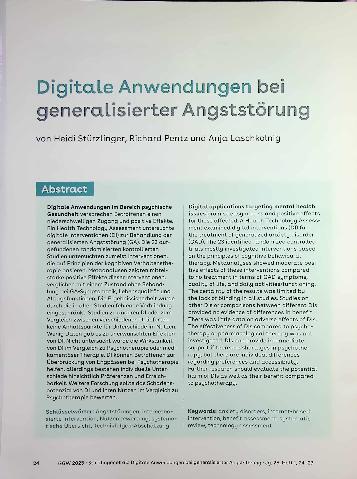 Vorschauseite 1: Digitale Anwendungen bei generalisierter Angststörung