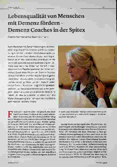 Vorschauseite 1: Lebensqualität von Menschen mit Demenz fördern - Demenz Coaches in der Spitex