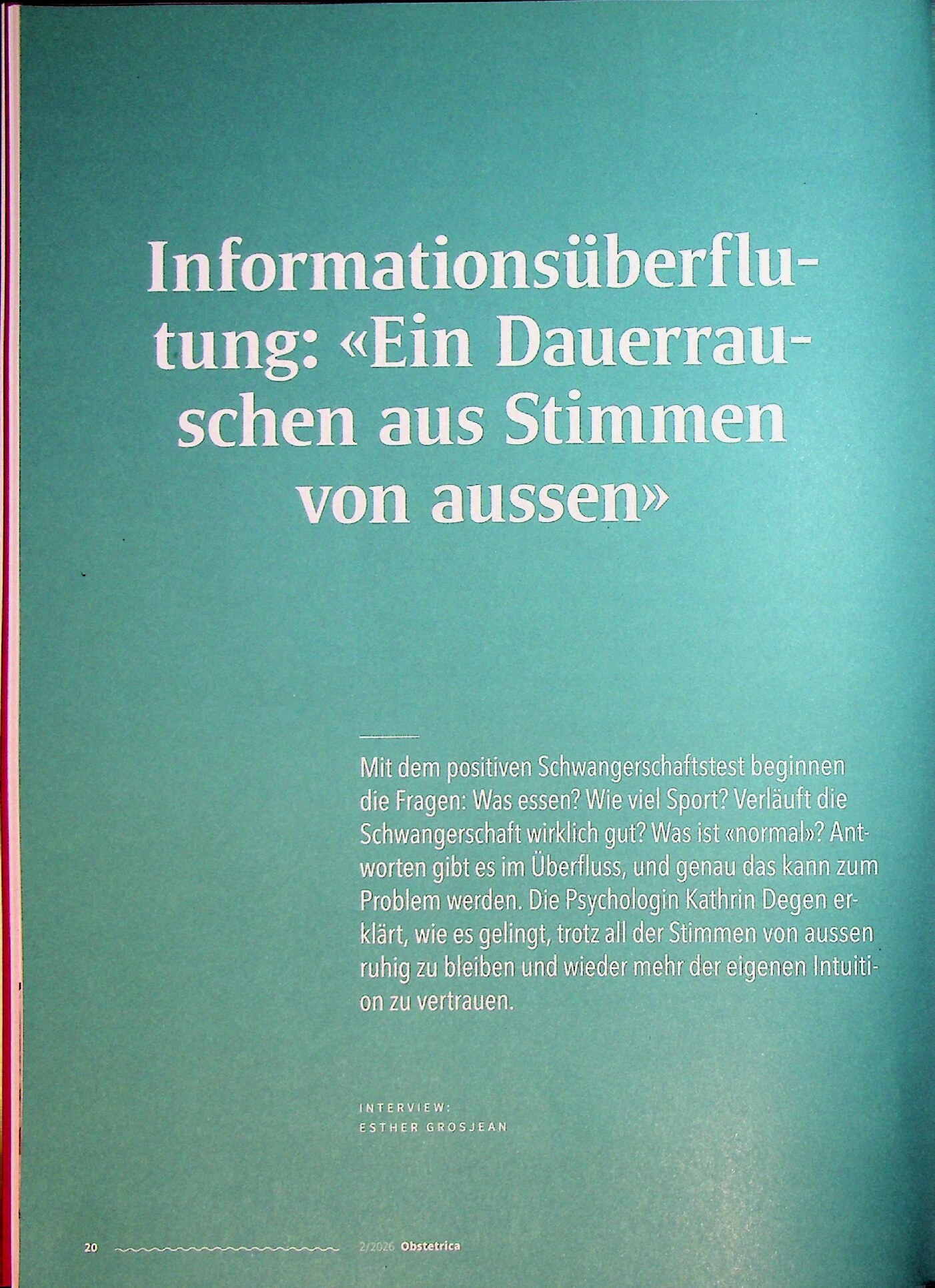Vorschauseite 1: Informationsüberflutung: «Ein Dauerrauschen aus Stimmen von aussen»