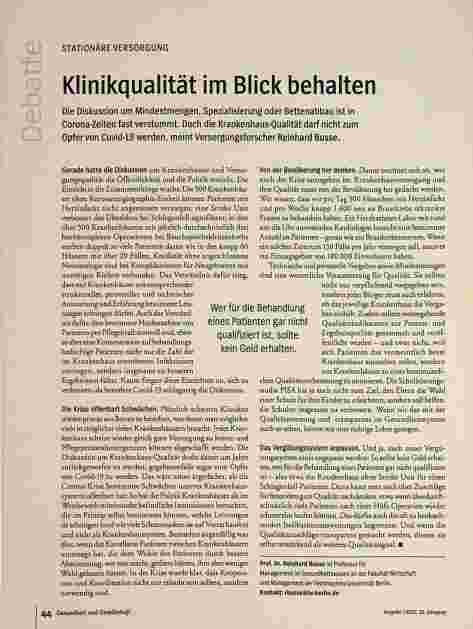 Vorschauseite 1: Klinikqualität im Blick behalten
