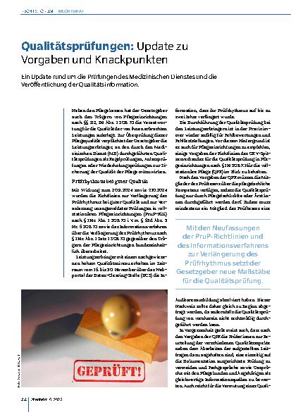 Vorschauseite 1: Qualitätsprüfungen: Update zu Vorgaben und Knackpunkten