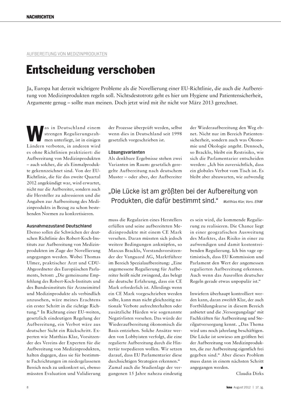 Vorschauseite 1: Entscheidung verschoben
