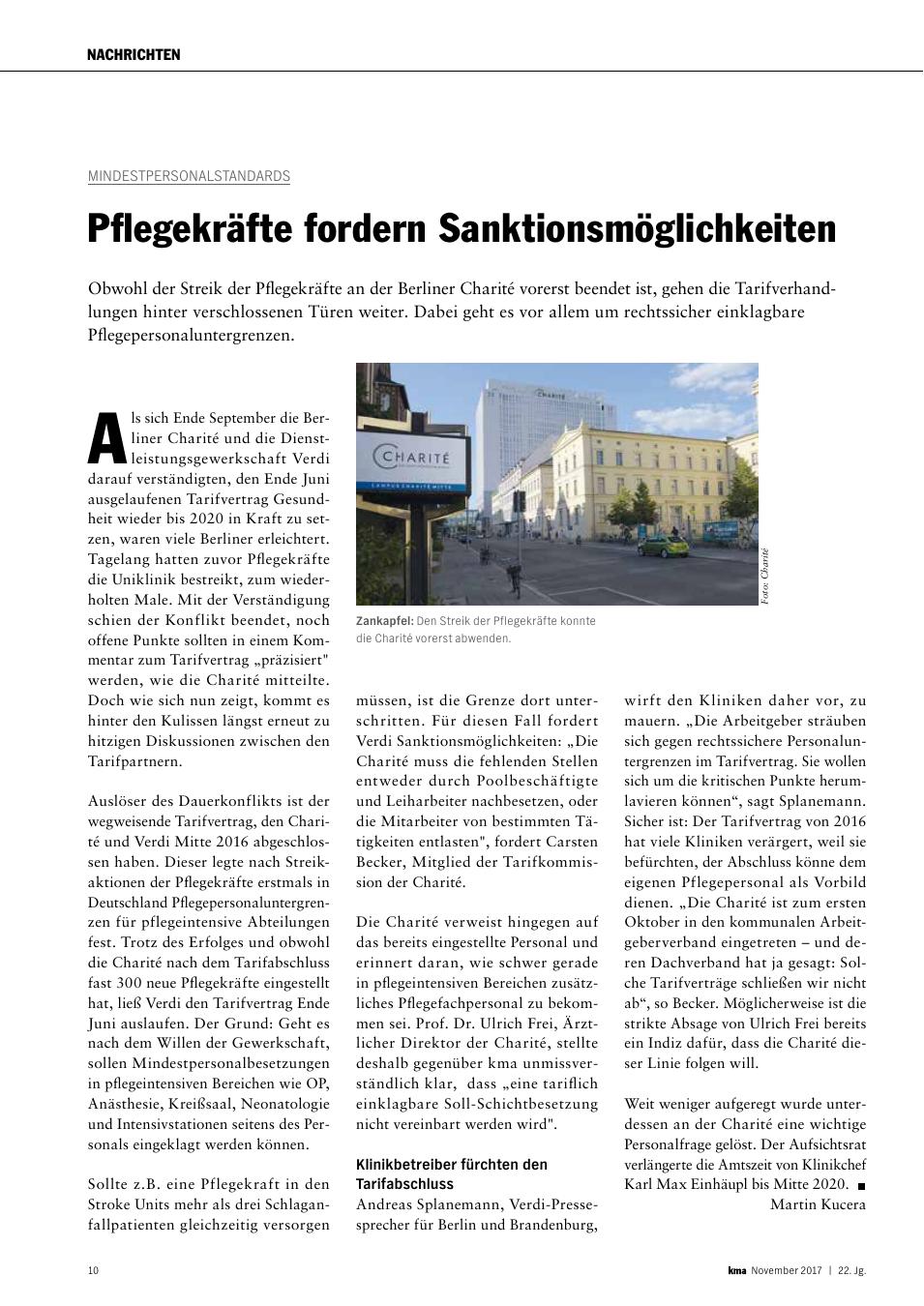 Vorschauseite 1: Mindestpersonalstandards: Pflegekräfte fordern Sanktionsmöglichkeiten