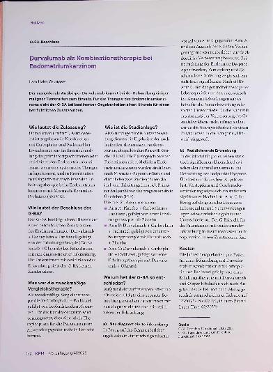 Vorschauseite 1: Durvalumab als Kombinationstherapie bei Endometriumkarzinom