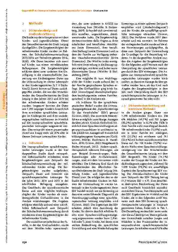 Vorschauseite 3: Gegenwart der Inanspruchnahme sprachtherapeutischer Leistungen