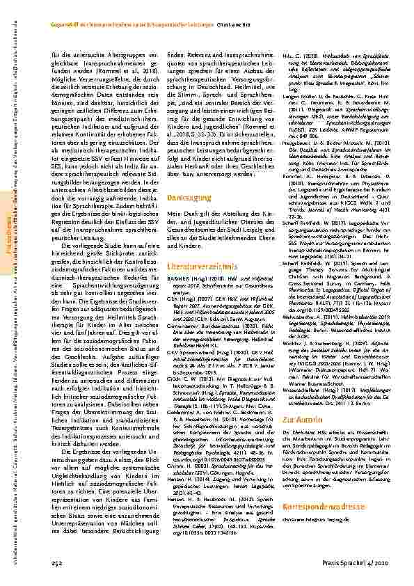Vorschauseite 5: Gegenwart der Inanspruchnahme sprachtherapeutischer Leistungen