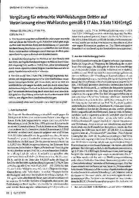 Vorschauseite 1: Vergütung für erbrachte Wahlleistungen Dritter auf Veranlassung eines Wahlarztes gemäß § 17 Abs. 3 Satz 1 KHEntgG