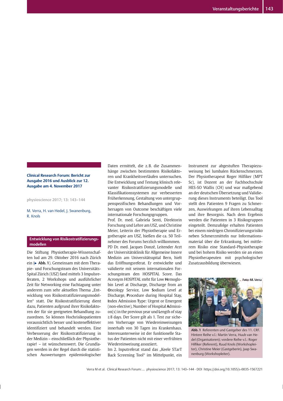 Vorschauseite 1: Clinical Research Forum: Bericht zur Ausgabe 2016 und Ausblick zur 12. Ausgabe am 4. November 2017