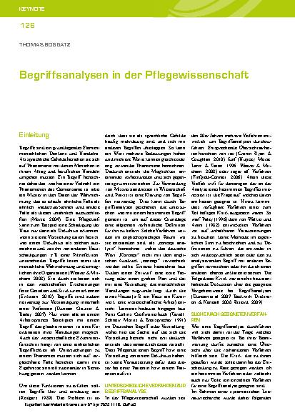 Vorschauseite 1: Begriffsanalysen in der Pflegewissenschaft