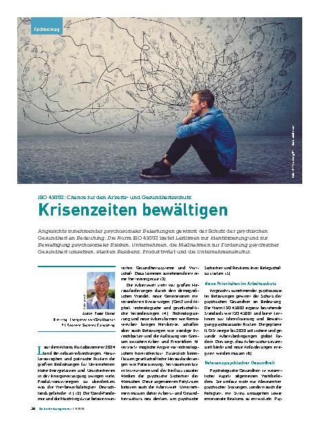 Vorschauseite 1: ISO 45003: Chance für den Arbeitsund Gesundheitsschutz Krisenzeiten bewältigen