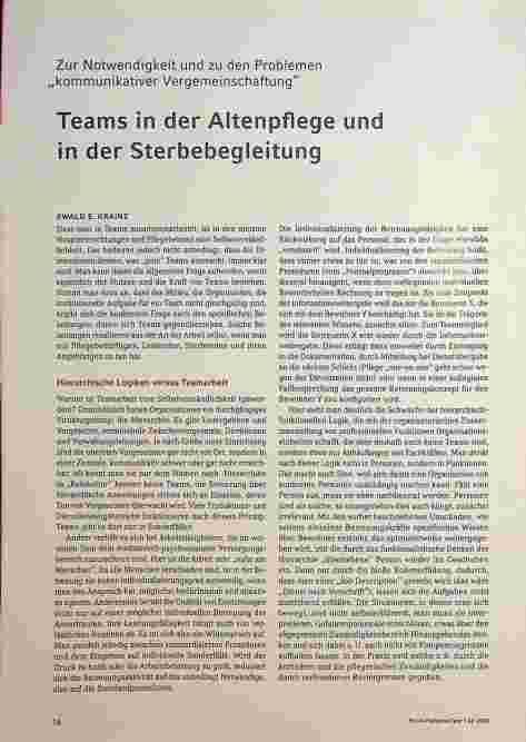Vorschauseite 3: Teams in der Altenpflege und in der Sterbebegleitung