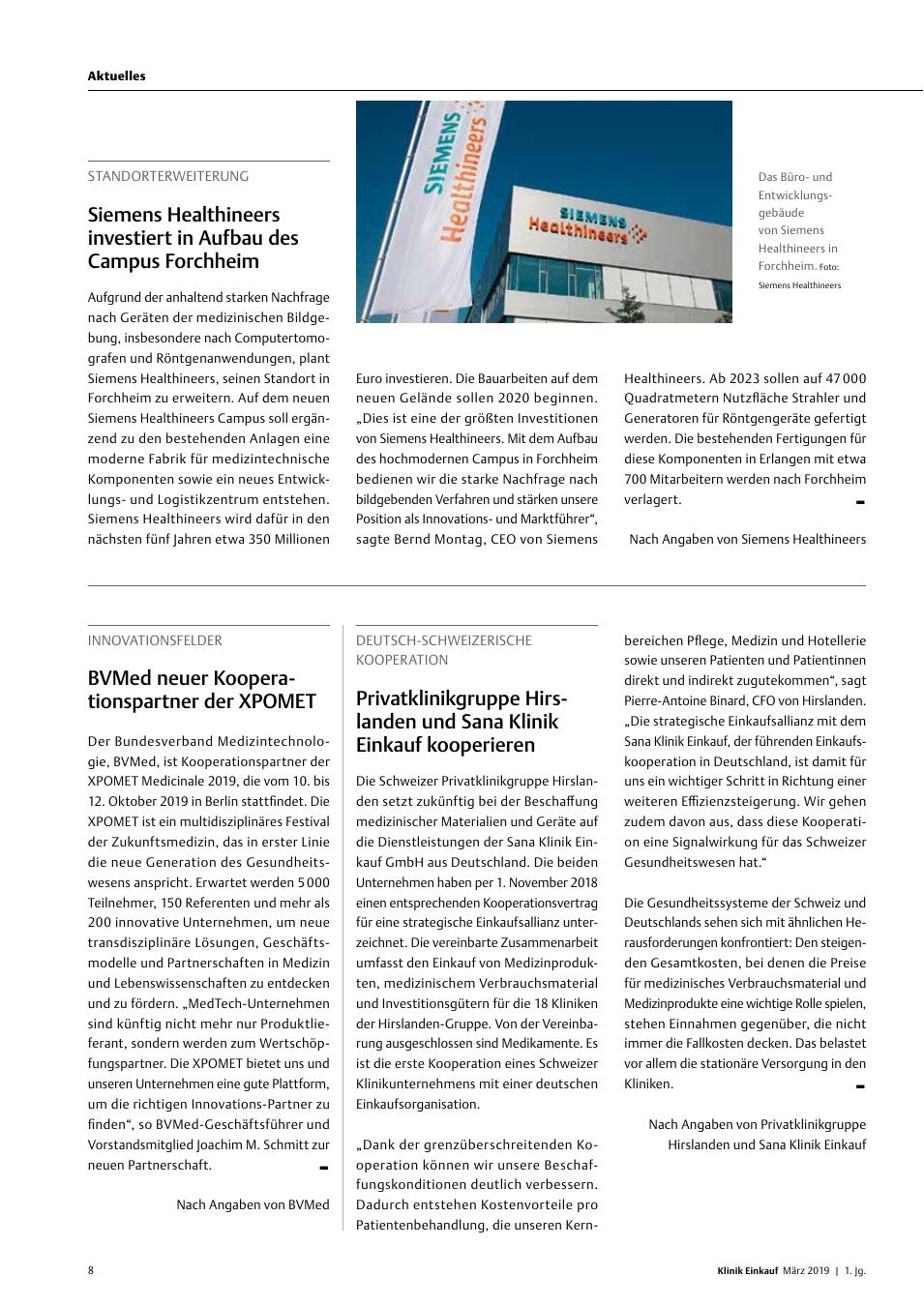 Vorschauseite 1: Innovationsfelder: BVMed neuer Kooperationspartner der XPOMET