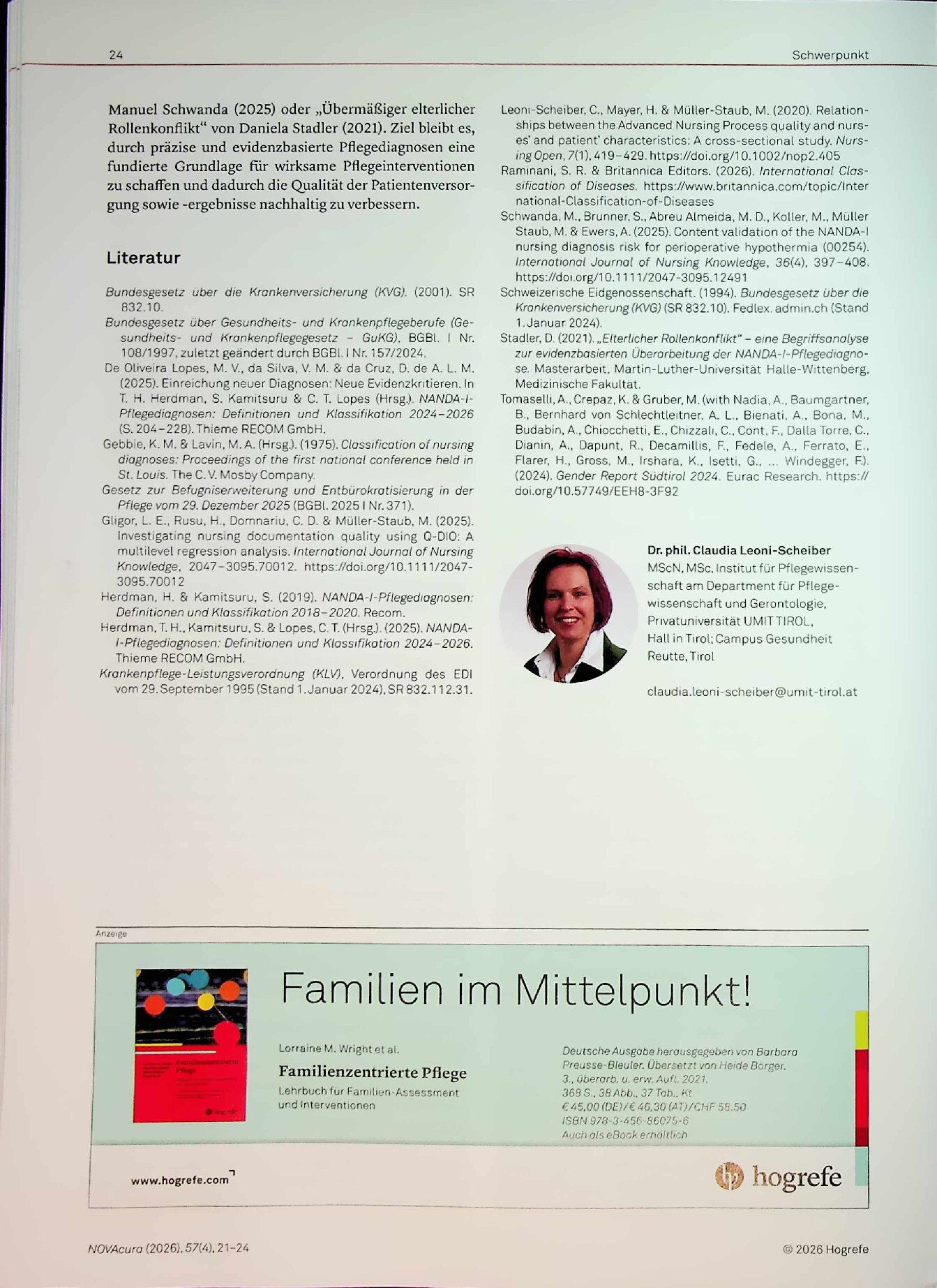 Vorschauseite 4: Von der Diagnose zur Wirkung. Aktuelle Entwicklungen der NANDA-I Taxonomie 2024-2026
