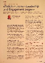 Vorschauseite 1: "Politik muss nun Leadership und Engagement zeigen"