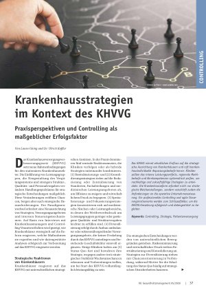 Vorschauseite 1: Krankenhausstrategien im Kontext des KHVVG. Praxisperspektiven und Controlling als maßgeblicher Erfolgsfaktor