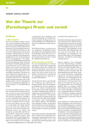Vorschauseite 1: Von der Theorie zur (Forschungs-) Praxis und zurück