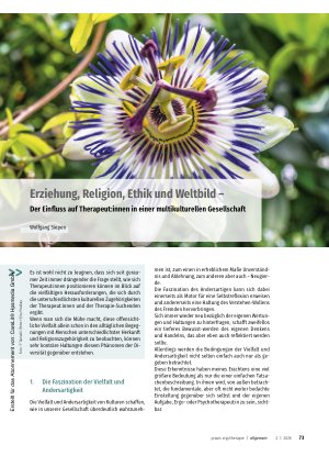 Vorschauseite 1: Erziehung, Religion, Ethik und Weltbild – Der Einfluss auf Therapeut: innen in einer multikulturellen Gesellschaft