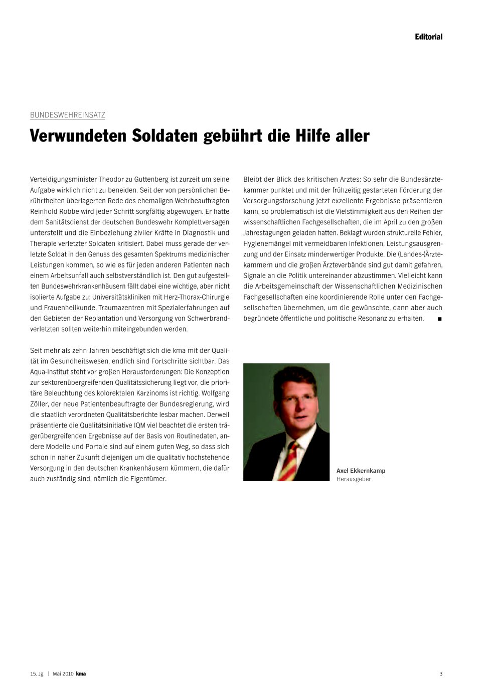 Vorschauseite 1: Verwundeten Soldaten gebührt die Hilfe aller